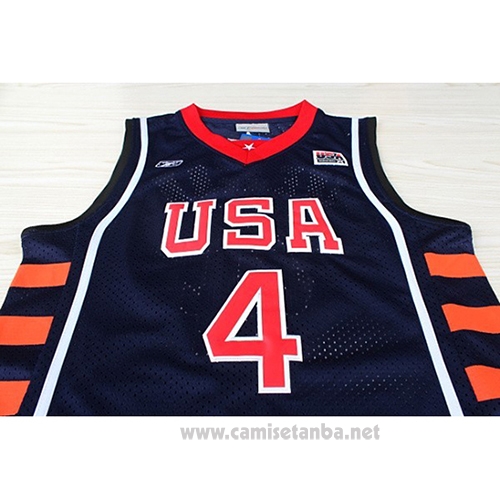 Camiseta USA 2004 Allen Iverson #4 Azul
